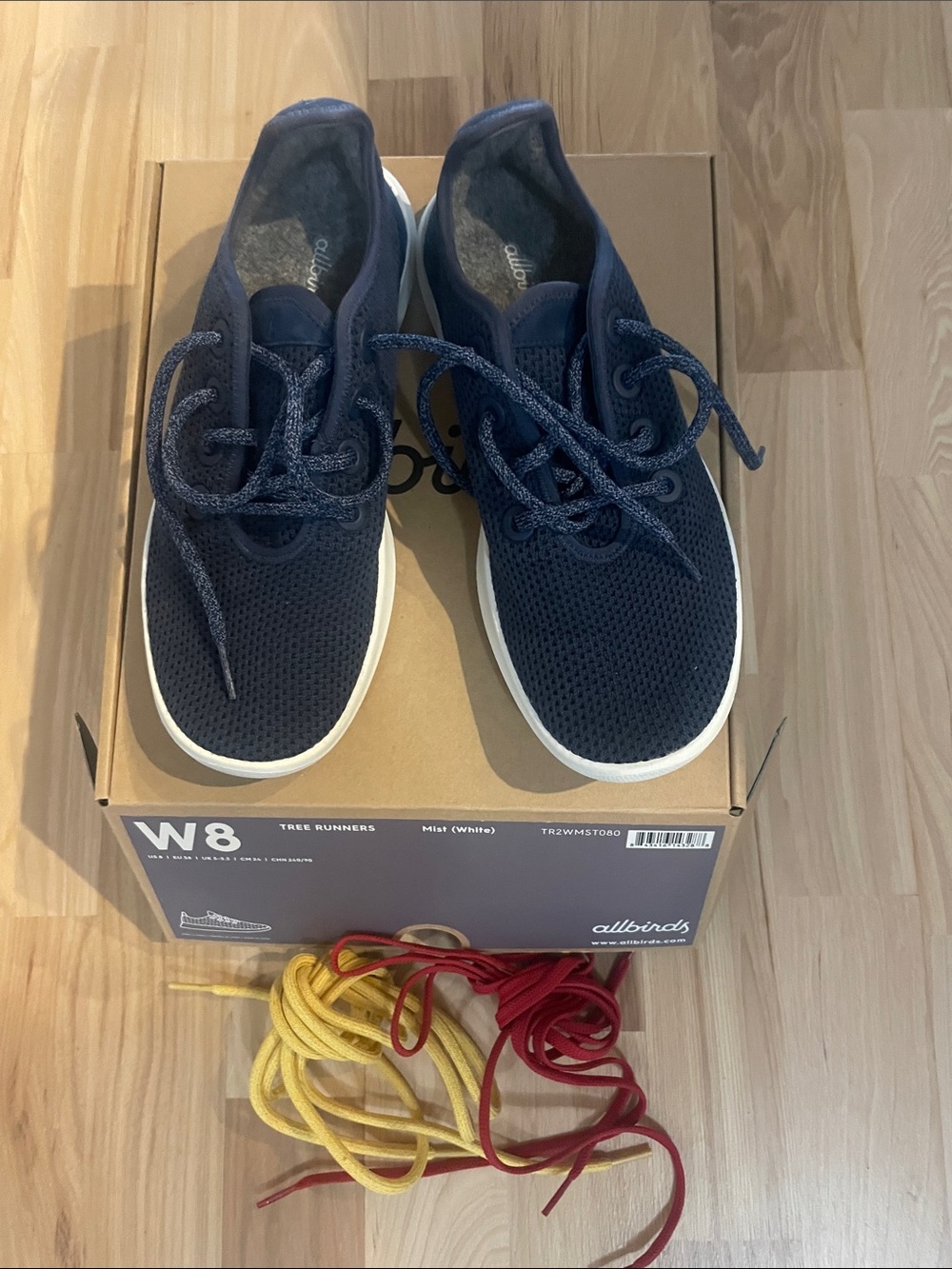 Allbirds Women’s Navy Blue Tree Runners with White Soles
